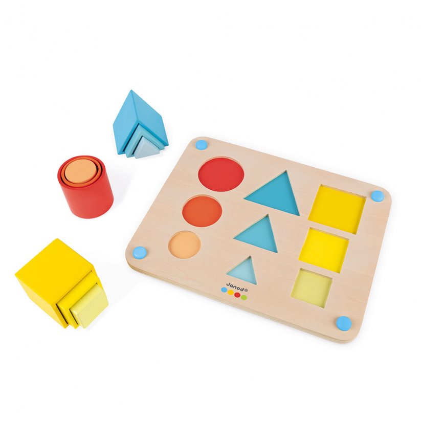 Dřevěná hračka pro vkládání Učíme se tvary barvy velikosti série Montessori