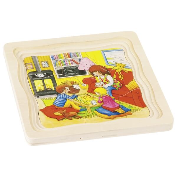 Mehrschichtiges Puzzle „Mein Tag“.