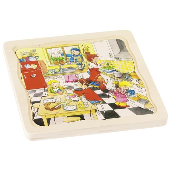 Mehrschichtiges Puzzle „Mein Tag“.