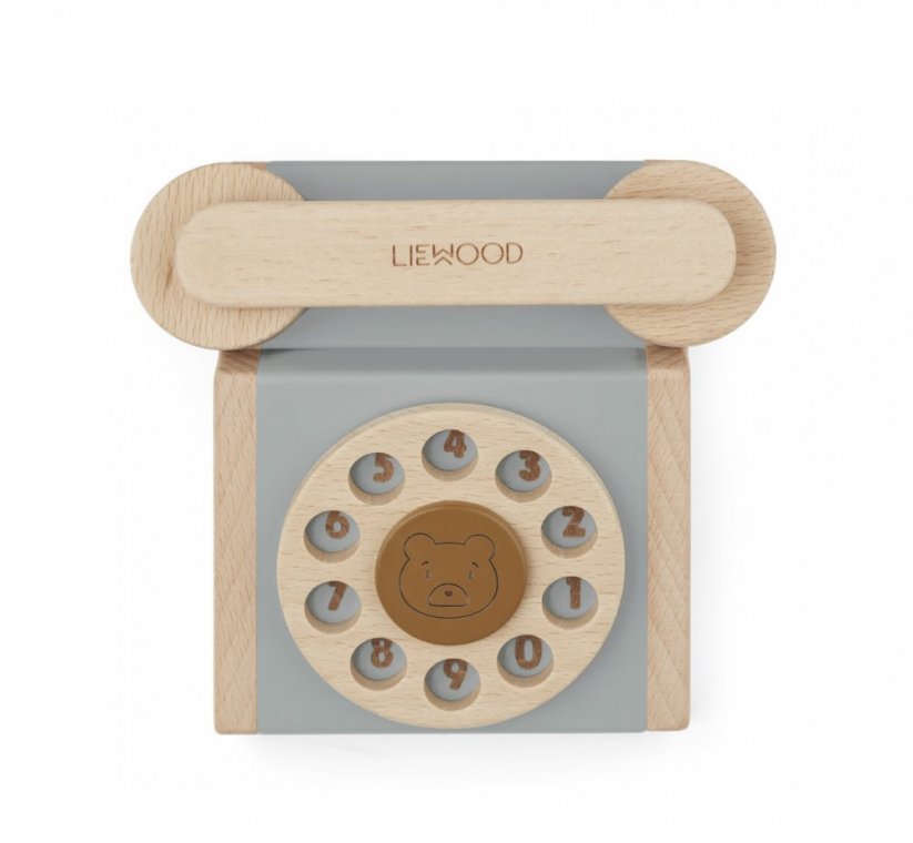 Kindertelefon aus Holz Selma Blauer Nebel