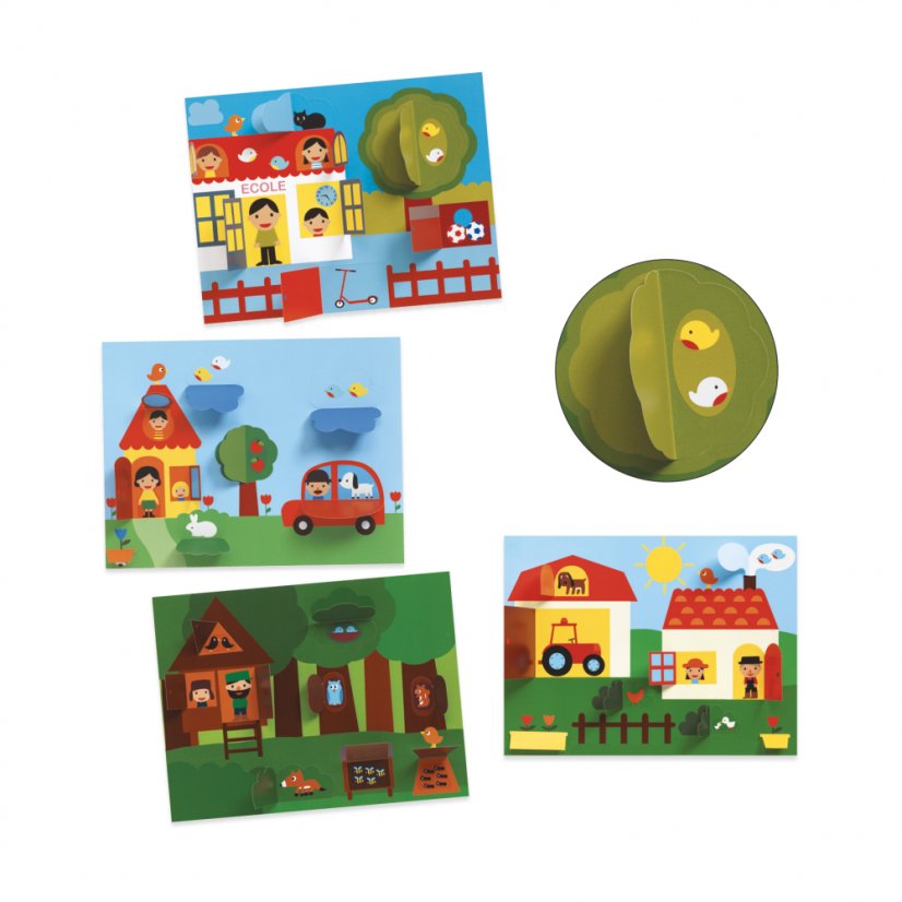 Collage – Fenster und Aufkleber – Versteckspiel