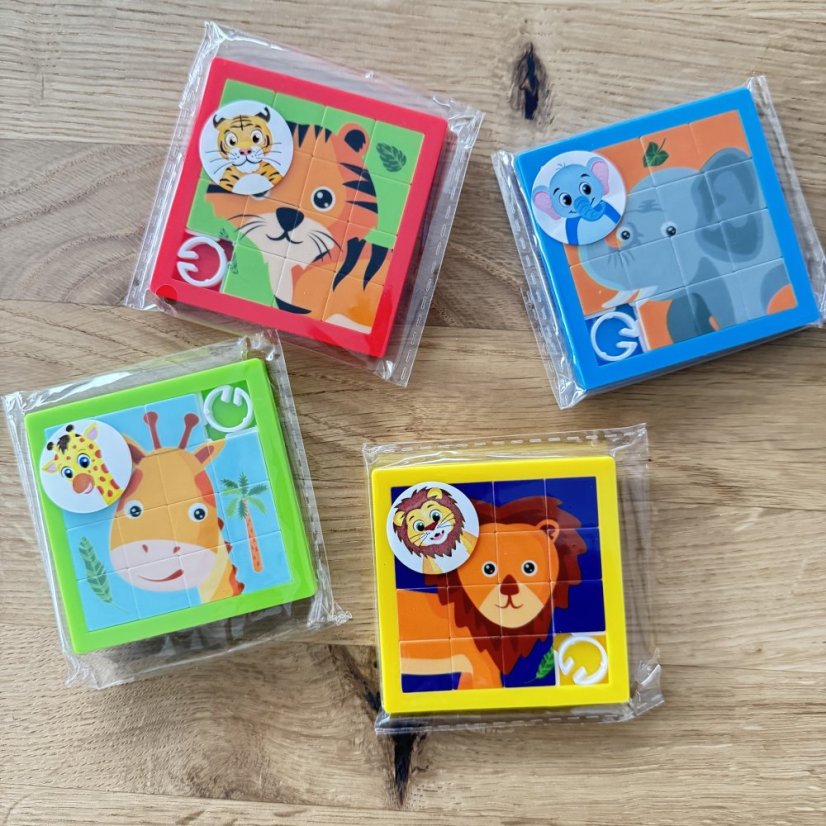 Posuvné puzzle africké zvieratká, plastové náhodný výber