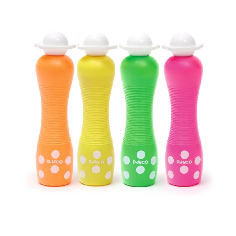 Neonfarben in einer Tube mit Schaumstoffspitze