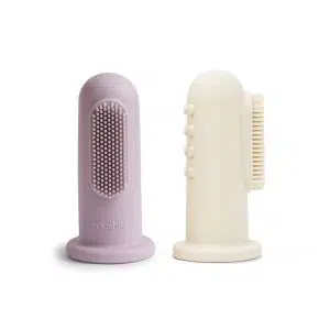 Mushie silikonová zubni kartáček na prst 2ks - soft-lilac-ivory