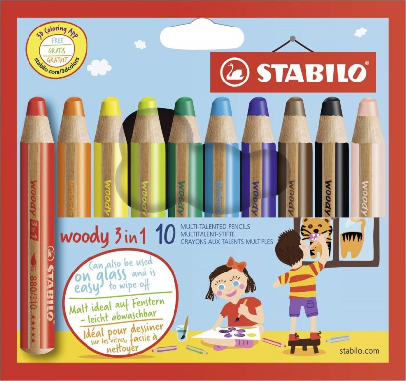 Buntstifte STABILO woody 3in1, Set à 10 Stk