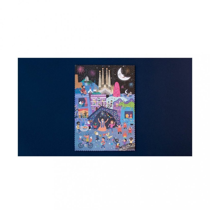 Doppelseitiges Puzzle Tag und Nacht Barcelona - 36 Teile