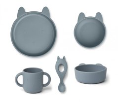 Silikonová jídelní souprava Vivi Rabbit whale blue