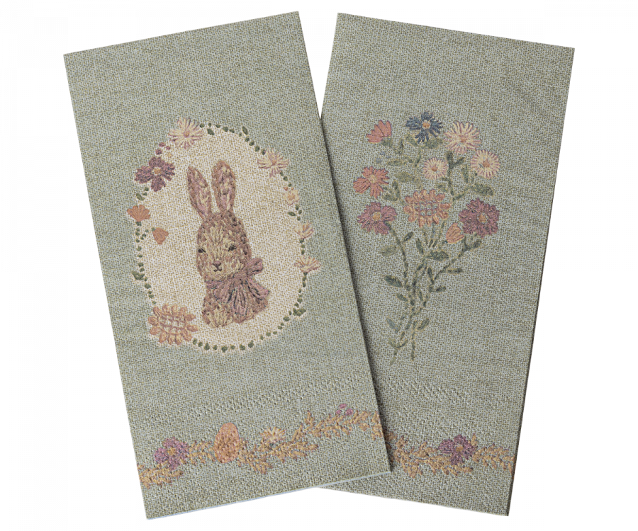 Papírové ubrousky Lapin de Pâques - Green/Rose Maileg