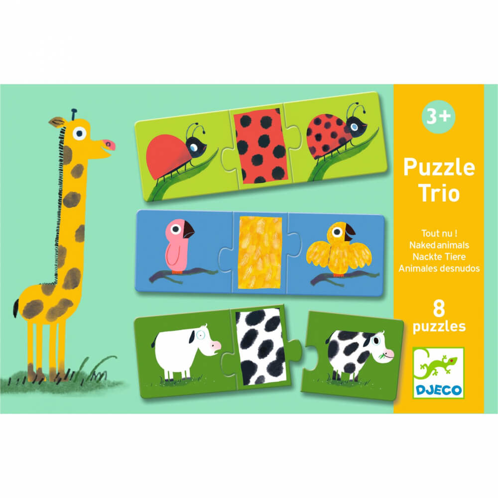 DJECO Trojdielne puzzle Nahé zvieratká