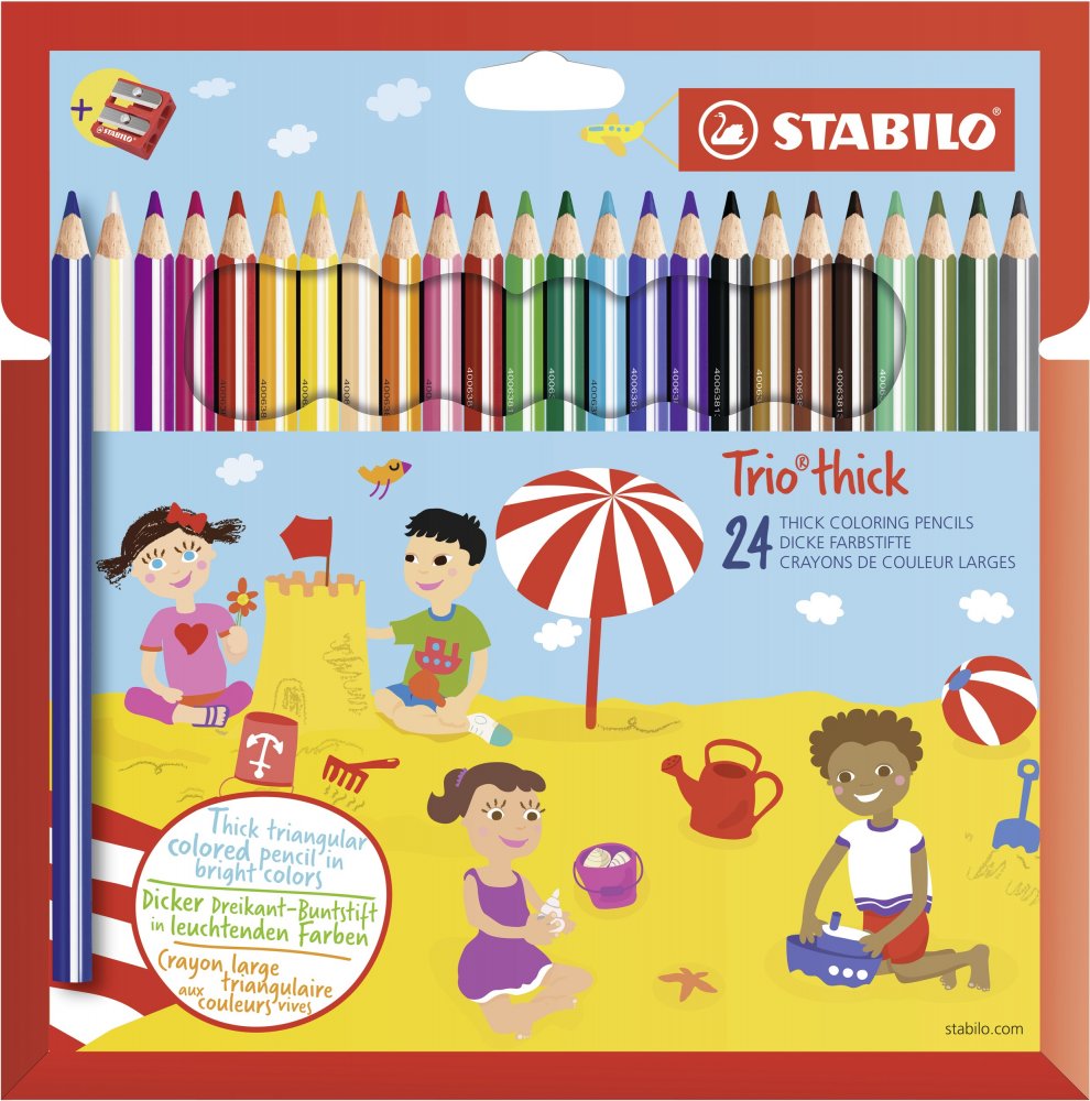 STABILO Pastelky trojhranné STABILO Trio Thick 24 ks se struhadlem